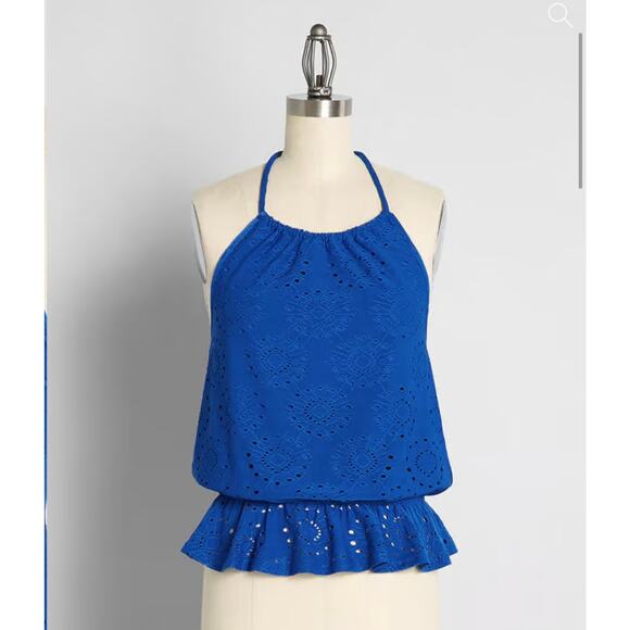 ModCloth Sought After in Sapphire Halter Top 4X‎ NWT - Picture 1 of 11
